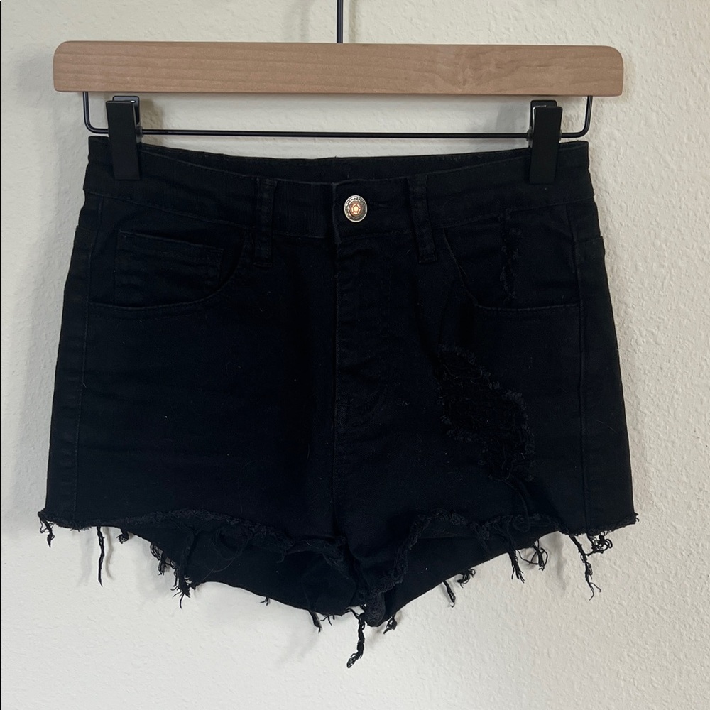 Nasty Gal Black Distressed Women's Denim Shorts